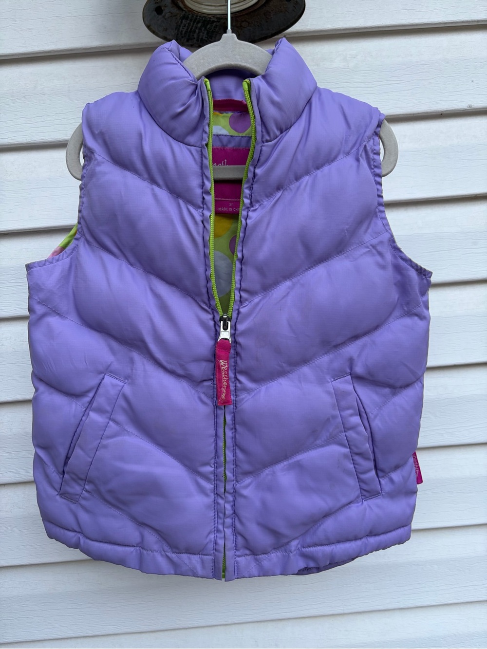 Weatherproof Girls 3T Purple Puffer Vest Colorful Polka Dot Lining